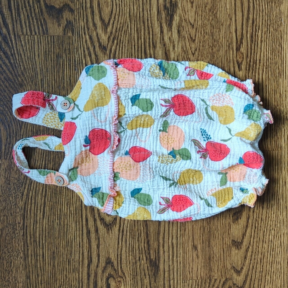 Mud Pie 9-12M overall fruit romper